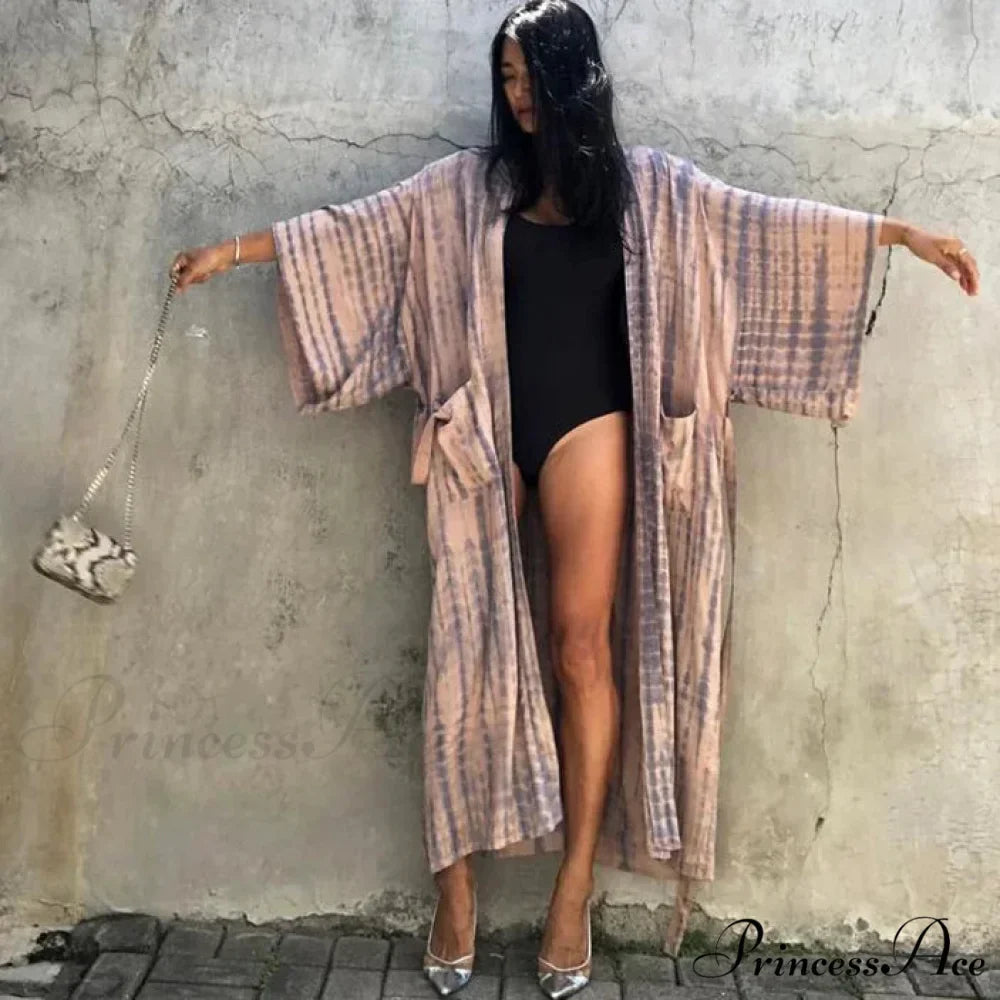 Verdant Patterned Satin Kimono Robe Bohemian Wrap