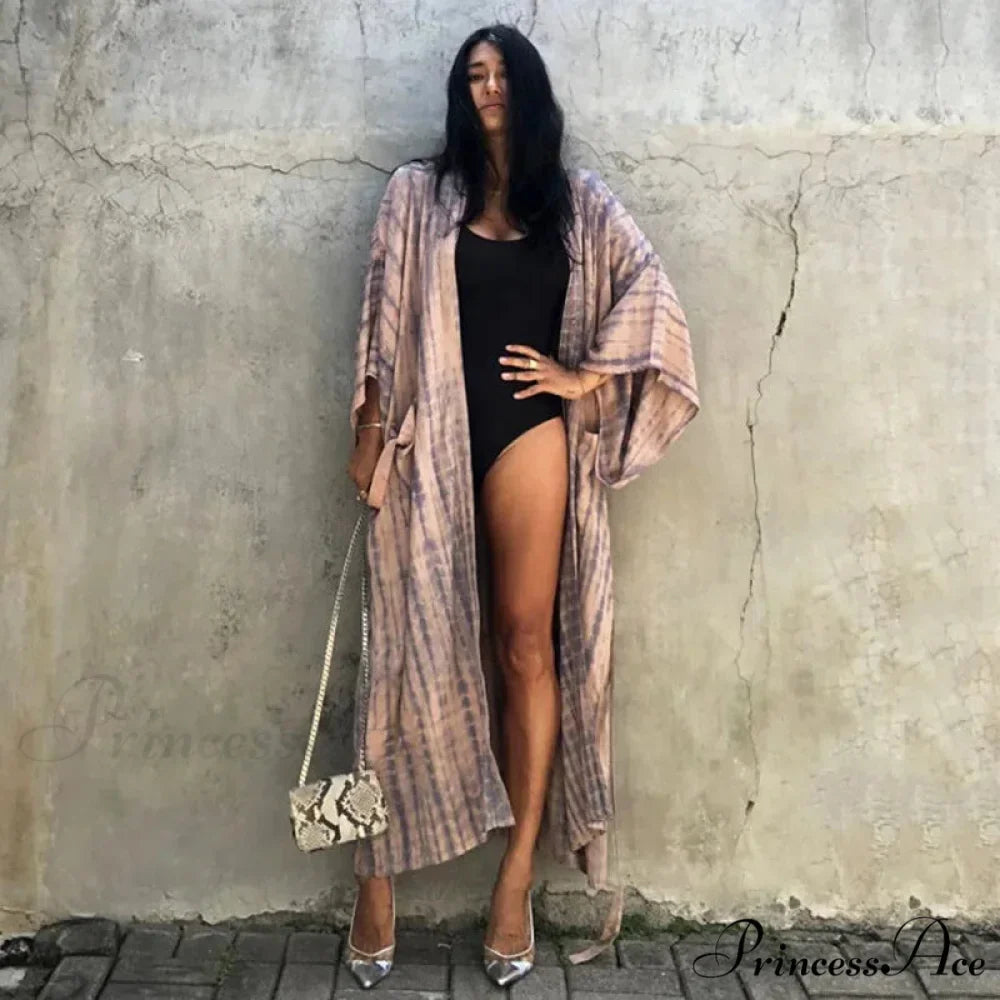 Verdant Patterned Satin Kimono Robe Bohemian Wrap