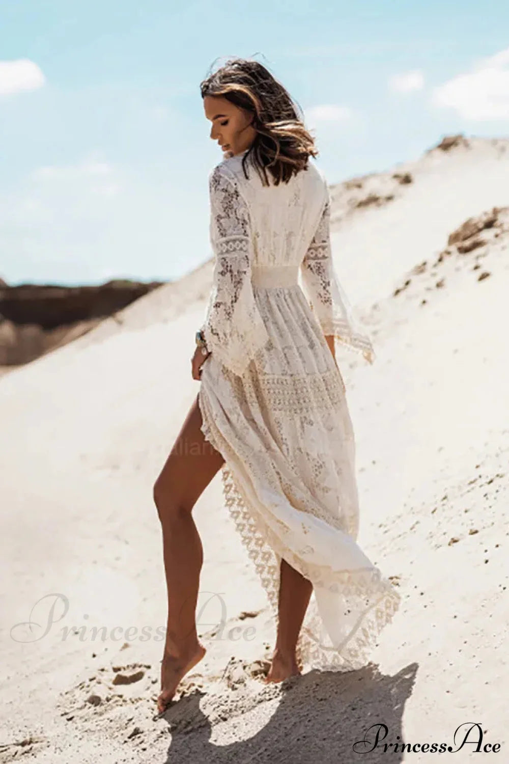 Vintage Embroidery Loose White Red Boho Dress