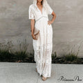 Vintage White Deep V-neck Summer Dress