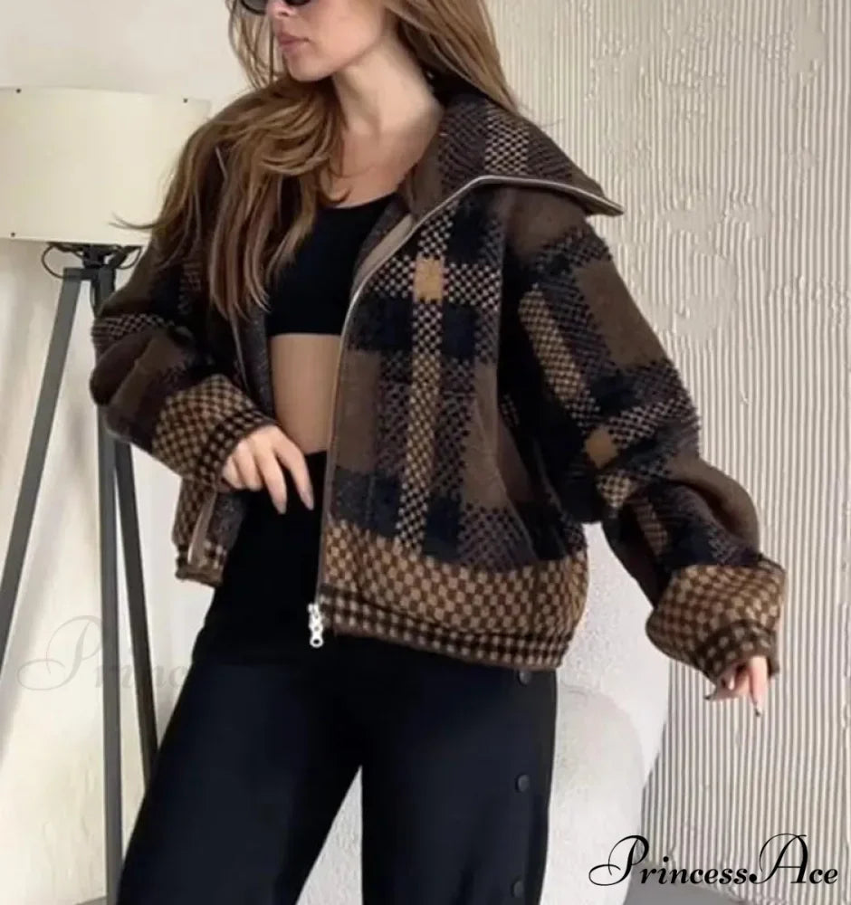Vintage Zipper Baggy Long Sleeve Knit Cardigan