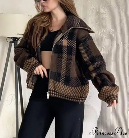 Vintage Zipper Baggy Long Sleeve Knit Cardigan