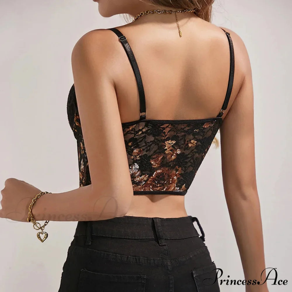 Warm Bodice Blossom Lace Backbone Seductive Crop Top