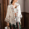 White Cotton Rayon Floral Embroidery Beach Cover up

Modified Title: Ivory Cotton Rayon Botanical Stitching Beach Cover up