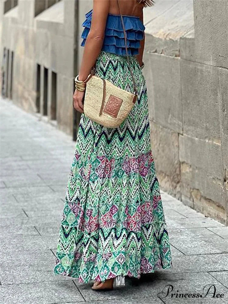 Women Flowy Boho Skirt Printed Ruffled Hem Summer Vacation Club Skirt
Flowy Boho Skirt Printed Ruffled Hem Vacation Club Skirt