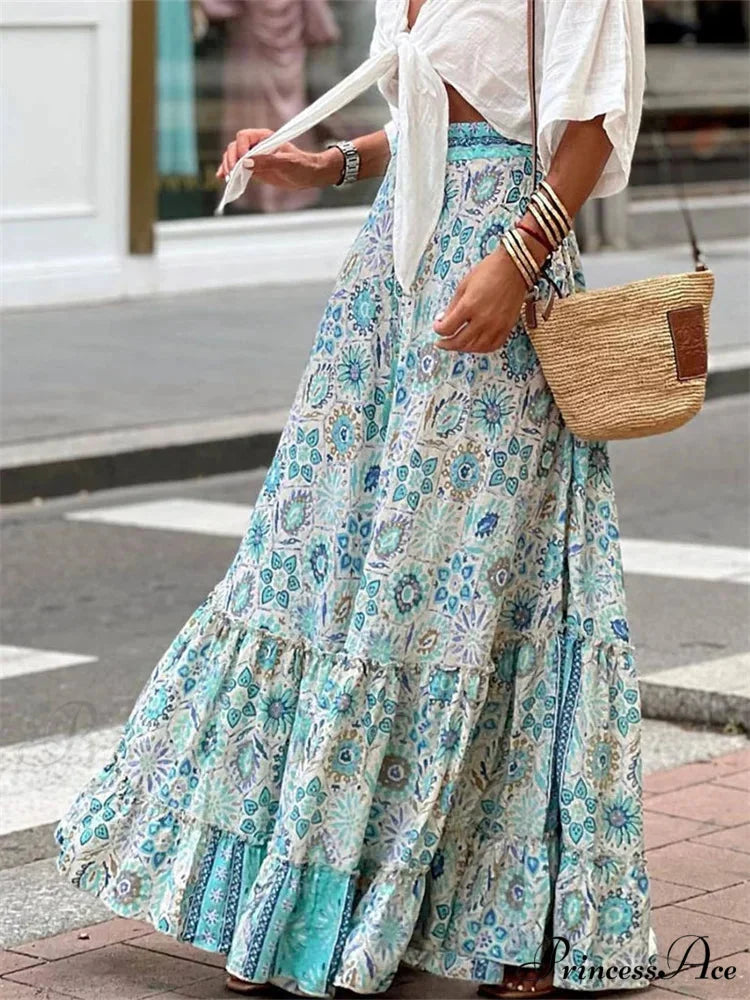 Women Flowy Boho Skirt Printed Ruffled Hem Summer Vacation Club Skirt
Flowy Boho Skirt Printed Ruffled Hem Vacation Club Skirt
