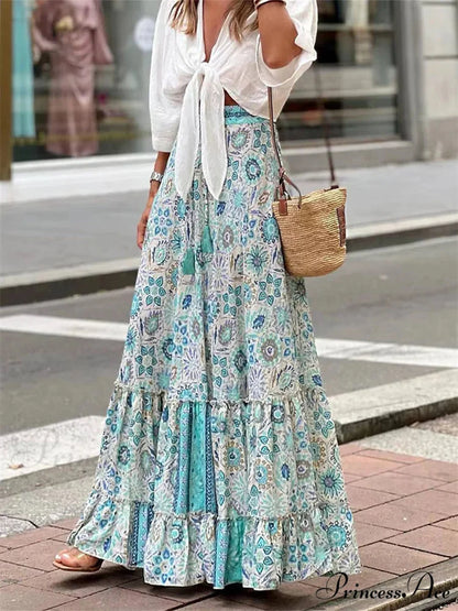 Women Flowy Boho Skirt Printed Ruffled Hem Summer Vacation Club Skirt
Flowy Boho Skirt Printed Ruffled Hem Vacation Club Skirt