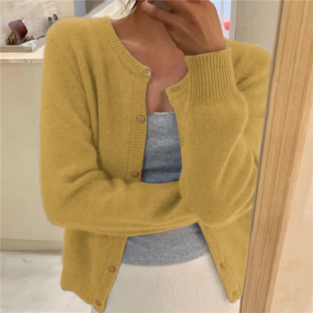 Emma | Women's Cashmere Crew Neck Cropped Cardigan – Casual Layering