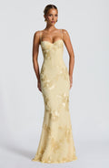 Floral Appliqué Corset Bodice Spaghetti Strap Mermaid Maxi Dress - Formal Evening Gown