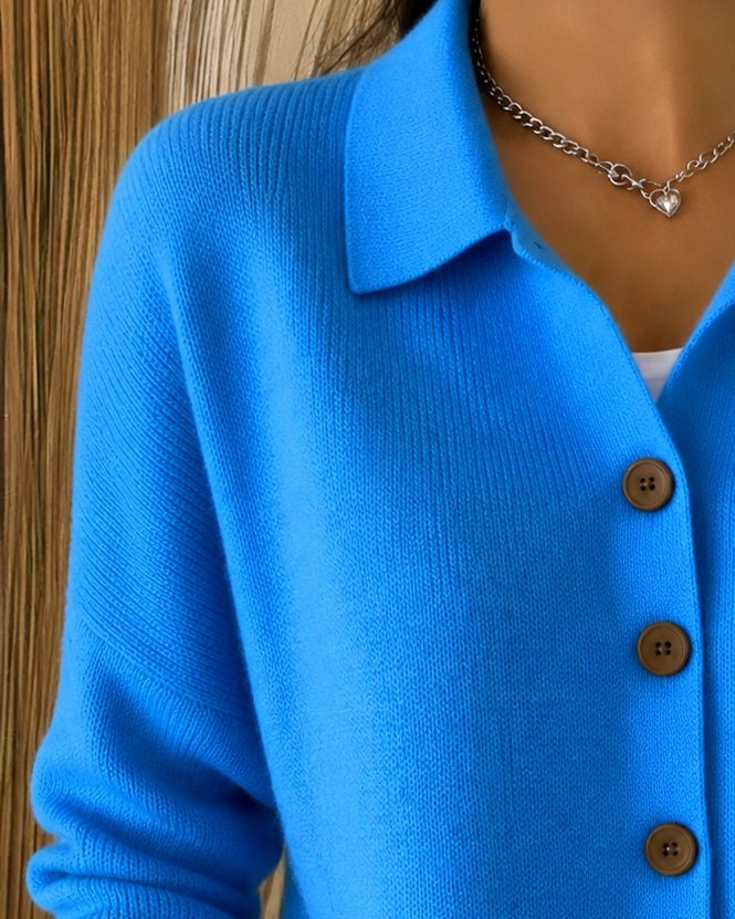 Emma | Women's Relaxed-Fit Button-Up Collared Knit Cardigan – Casual Layering