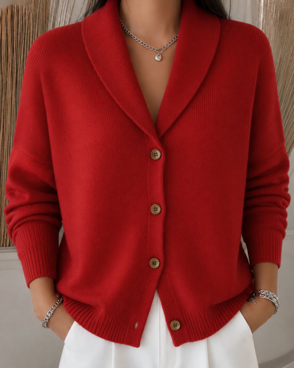Emma | Women's Relaxed-Fit Button-Up Collared Knit Cardigan – Casual Layering