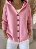 Mia | Women's Relaxed-Fit Hooded Button-Front Knit Cardigan – Casual Layering