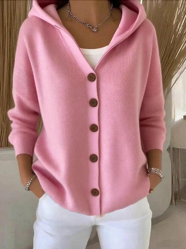Mia | Women's Relaxed-Fit Hooded Button-Front Knit Cardigan – Casual Layering