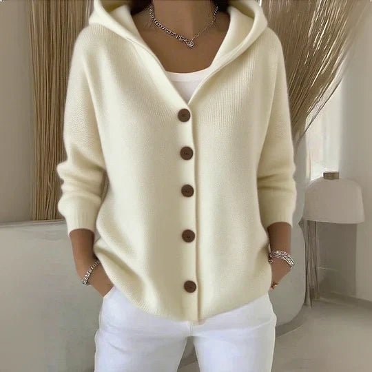 Mia | Women's Relaxed-Fit Hooded Button-Front Knit Cardigan – Casual Layering