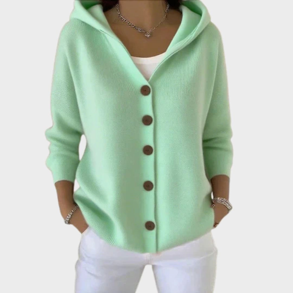 Mia | Women's Relaxed-Fit Hooded Button-Front Knit Cardigan – Casual Layering