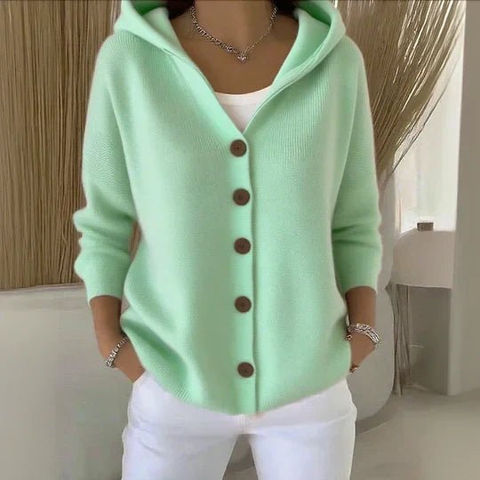 Mia | Women's Relaxed-Fit Hooded Button-Front Knit Cardigan – Casual Layering