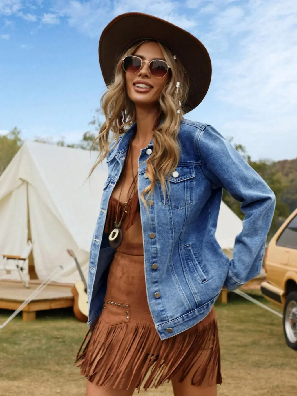 Relaxed Button-Front Denim Jacket for Casual Everyday Wear