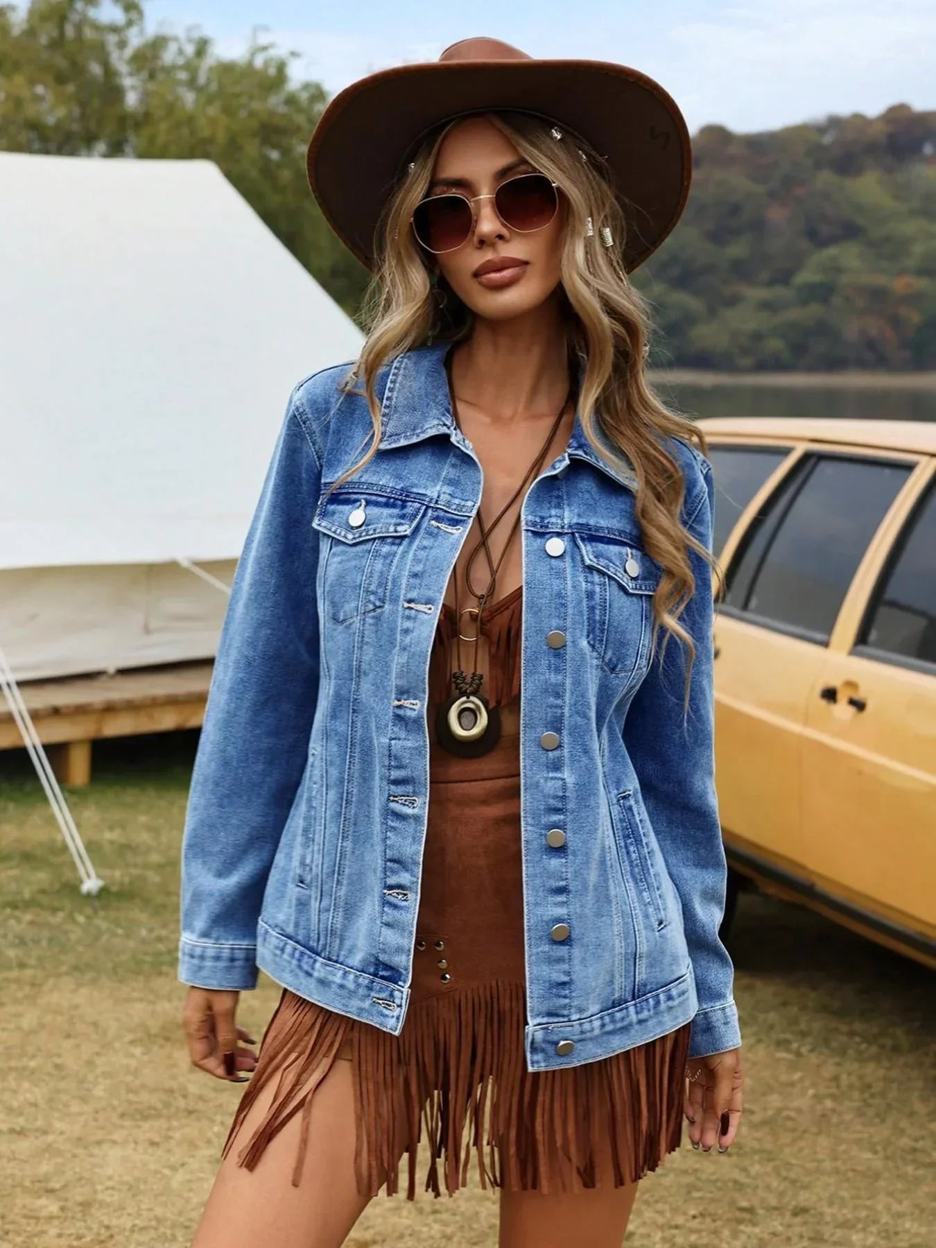 Relaxed Button-Front Denim Jacket for Casual Everyday Wear