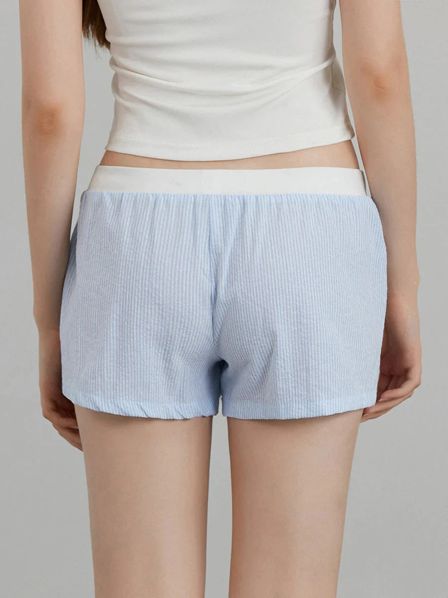 Cherry Striped Elastic Waist Short
