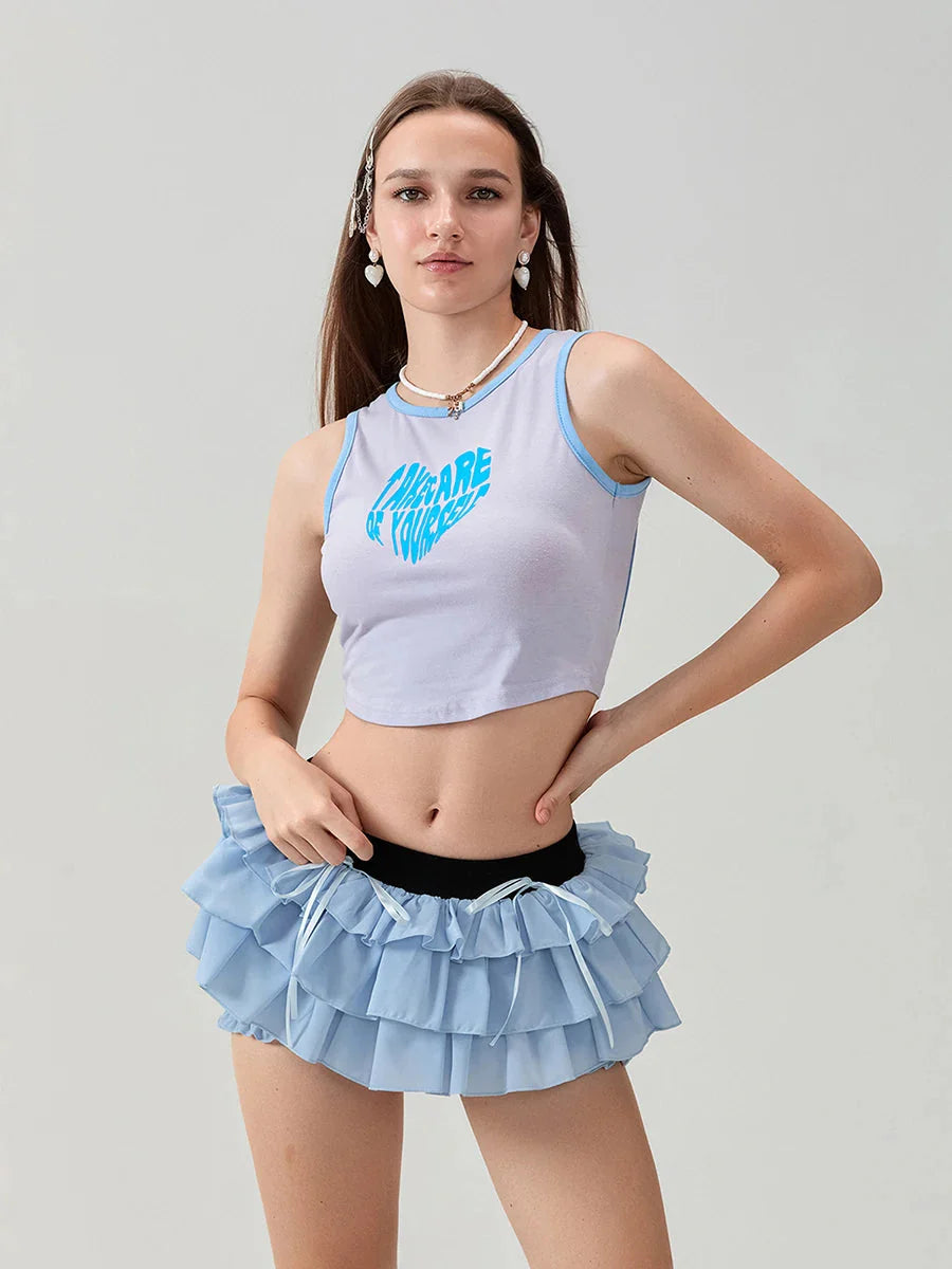 Lace Tiered Bow Skort Short