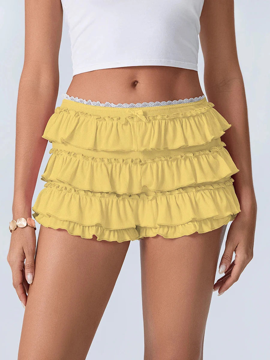 Tiered Ruffled Elastic Waist Short