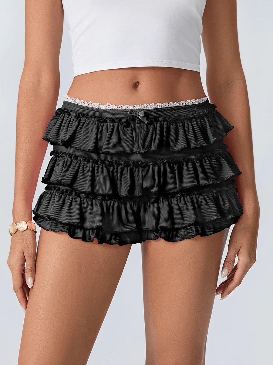 Tiered Ruffled Elastic Waist Short
