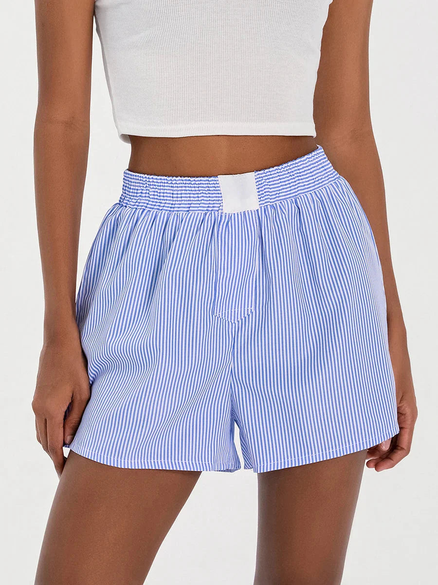 Striped Loose Wide Leg Lounge Short