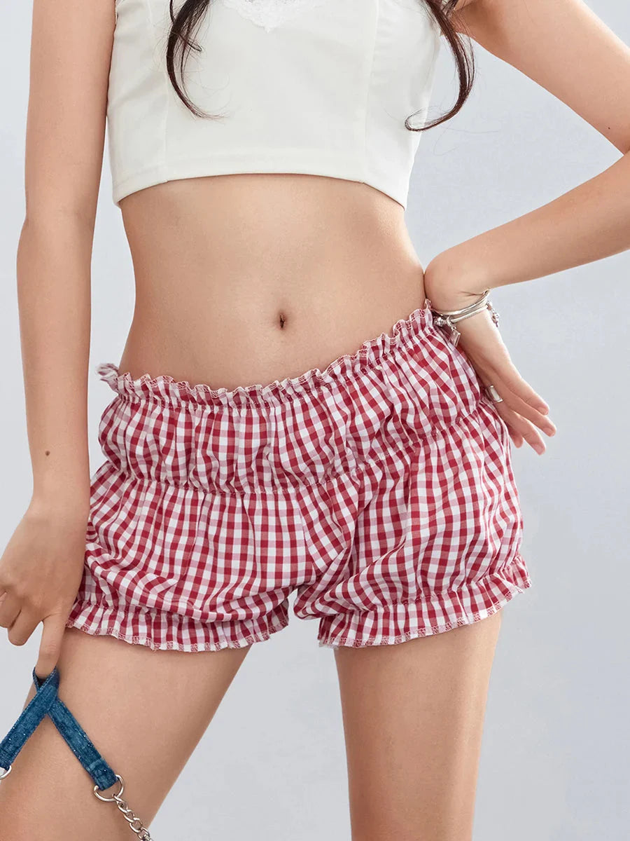 Plaid Ruffled Vintage Short