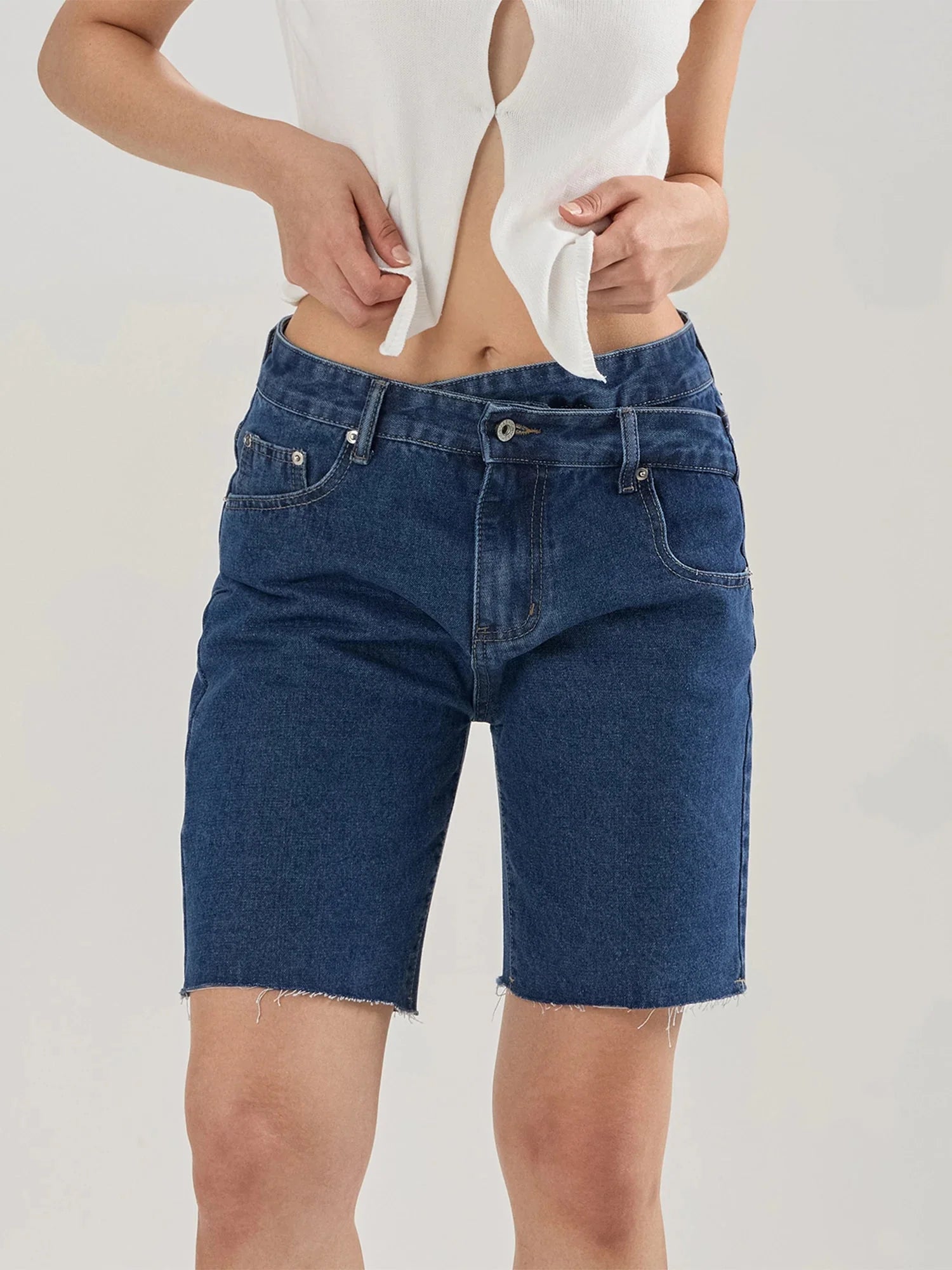 Crossover Asymmetrical Denim Short