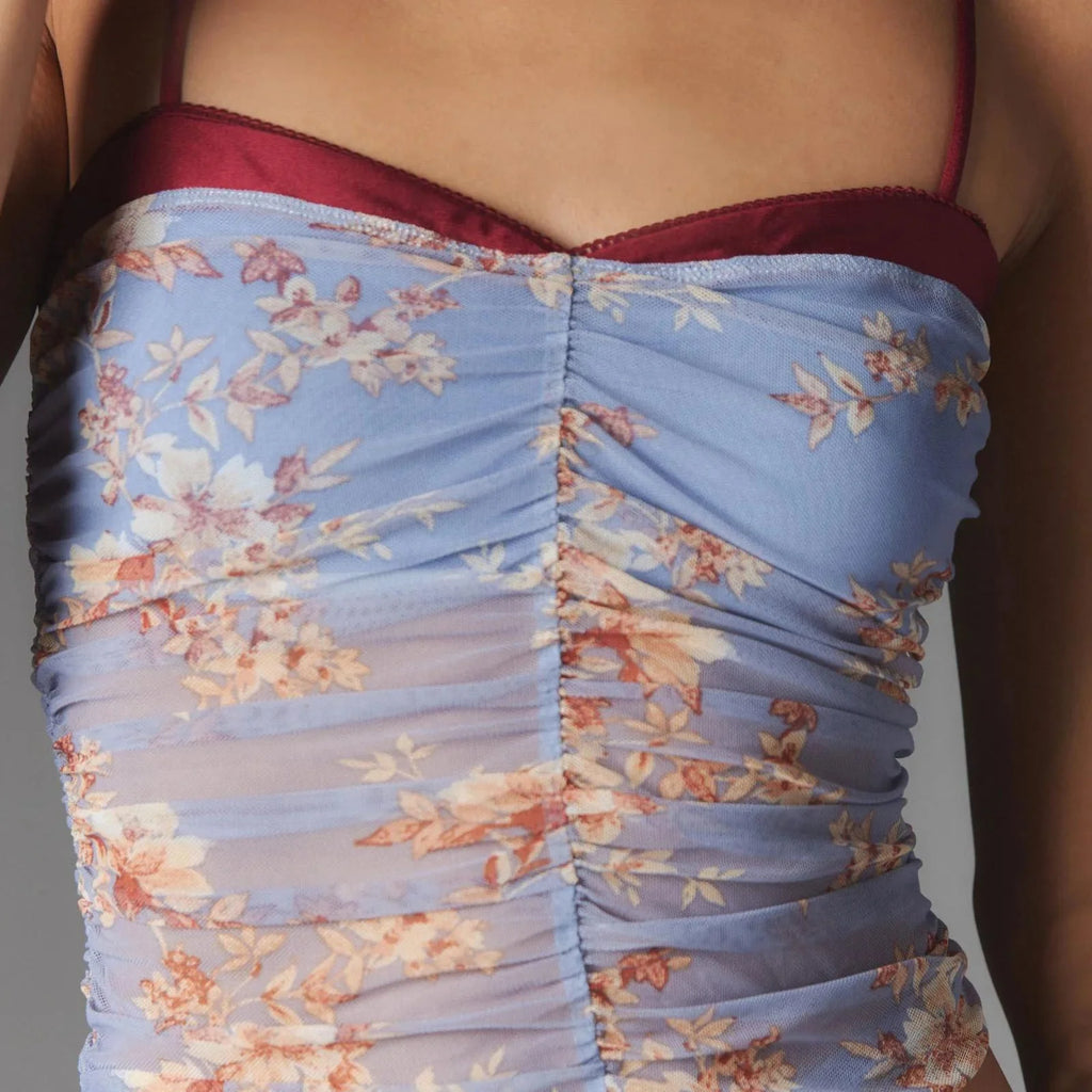 Leopand Mesh Spaghetti Crop Top