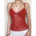 Dots Bow Spaghetti Crop Top
