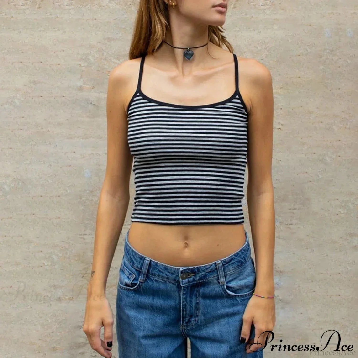Y2K Cute Contrast Trim Spaghetti Strap Vintage Aesthetic Cottage Crop Top