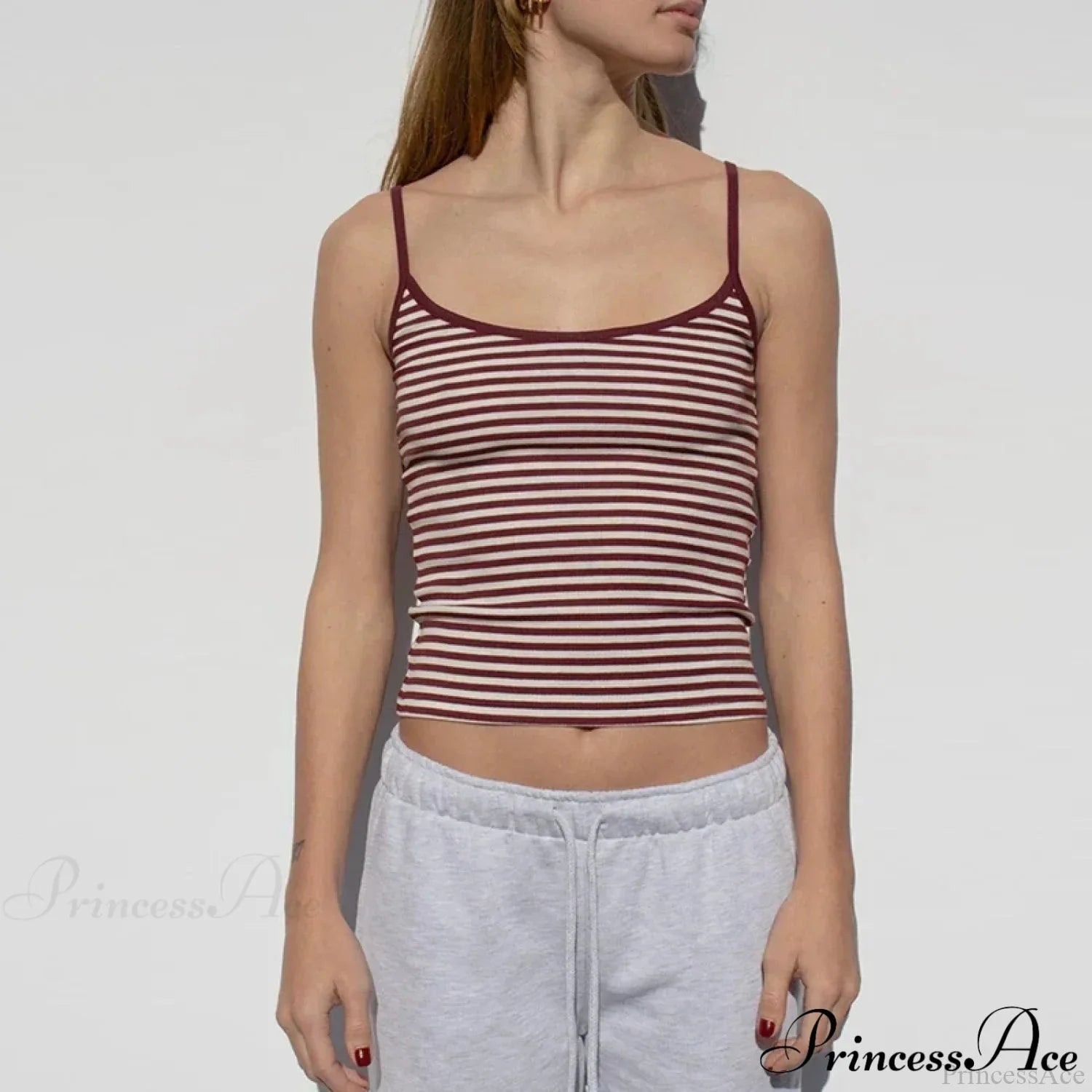 Y2K Cute Contrast Trim Spaghetti Strap Vintage Aesthetic Cottage Crop Top