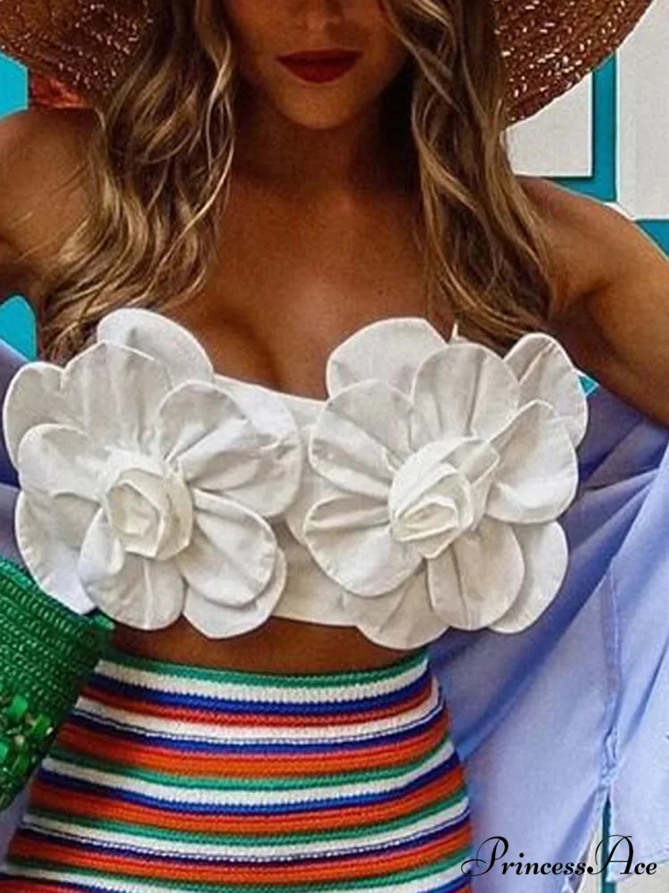 Y2K Uncovered Rear 3D Blossom Sleeveless Crop Top