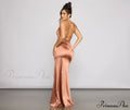 Woman wearing Rose-Gold Lace-Up Mermaid Prom Dress from Hicosy
